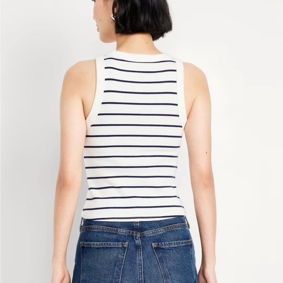 Old Navy Striped Sleeveless cropped Tank  Top - White and Black - Picture 2 of 9
